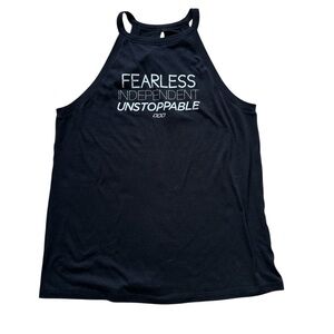 Black Cotton Blend Fearless Independent Unstoppable Graphic Tank Top